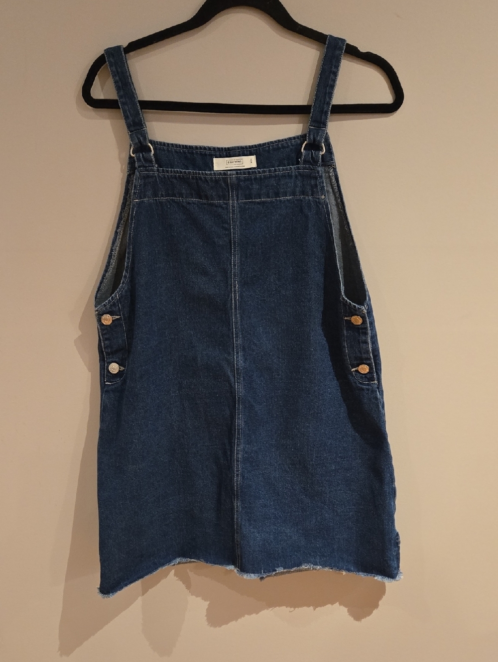 Denim Overall Pinafore Dress - Dark Blue By Eighty Two Size L